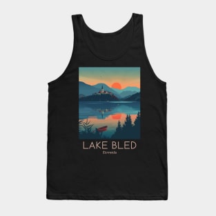 A Vintage Travel Illustration of Lake Bled - Slovenia Tank Top